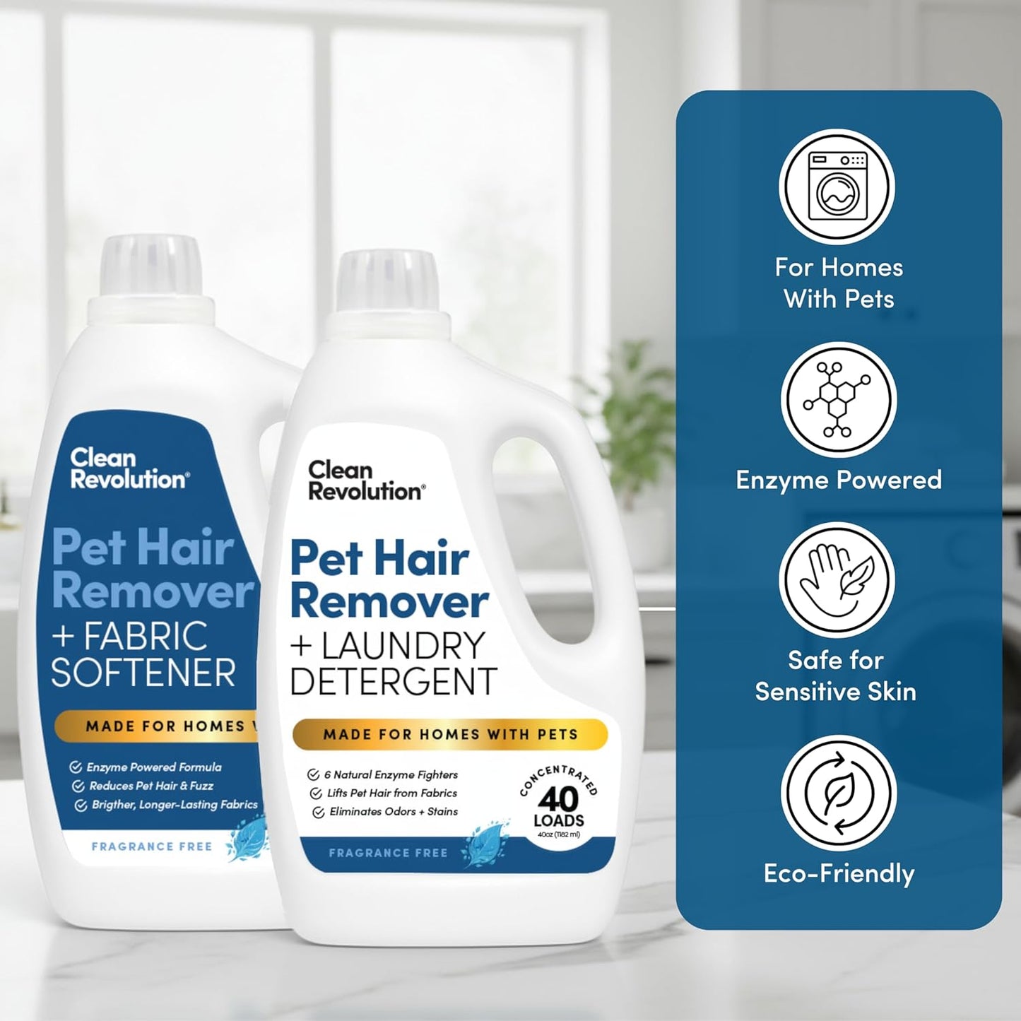 Pet Hair Remover Laundry System: Laundry Detergent + Fabric Softener